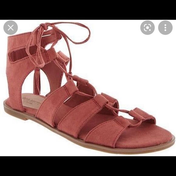 Pink Faux Suede Gladiator, lace up Strappy Ankle Sandals with tassels size 9 - Picture 1 of 5